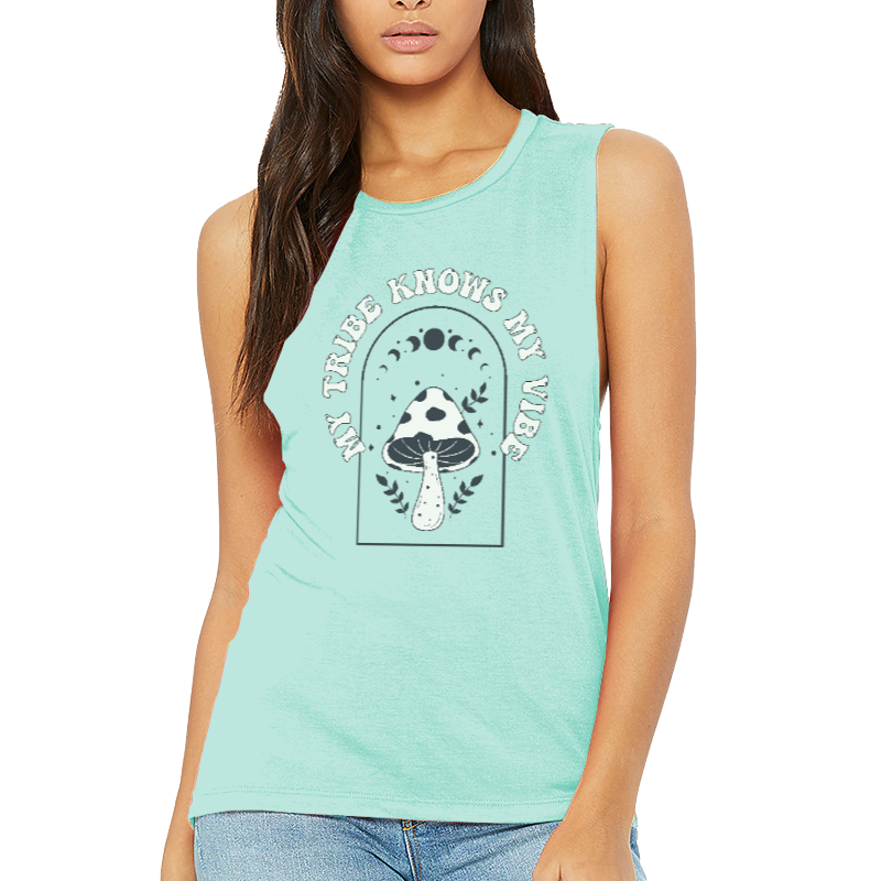 Women's Flowy Scoop Muscle Tank Top - My Tribe Knows My Vibe