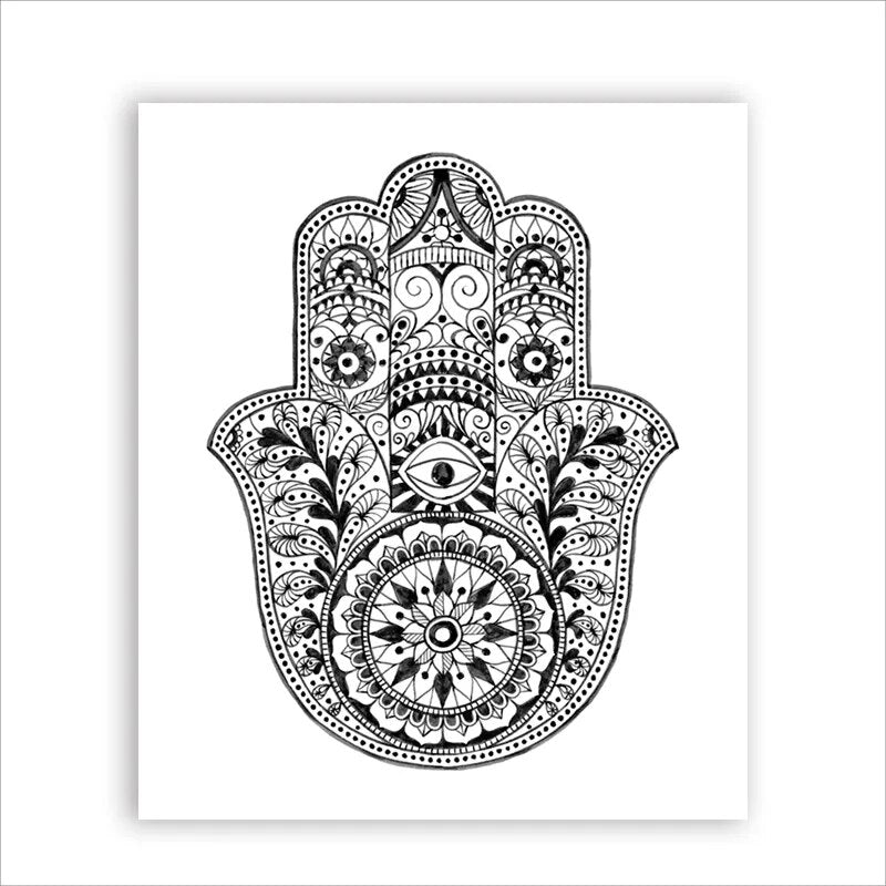 Hand Drawn Hamsa Hand of Fatima Canvas Print