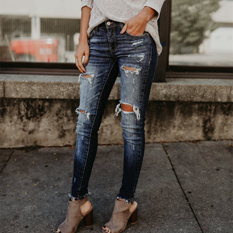 Women's Retro Boyfriend Ripped Jeans