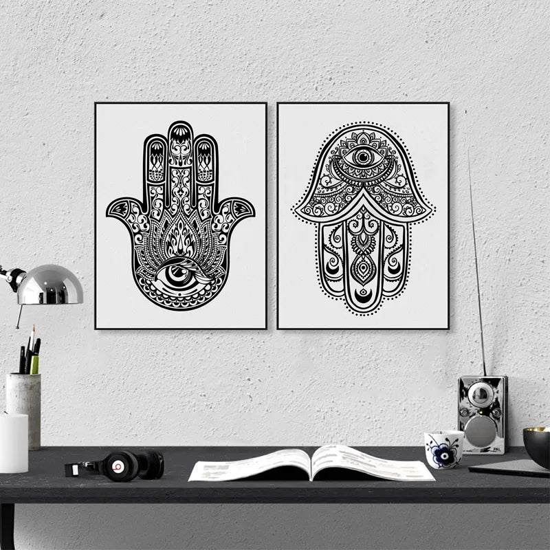 Hand Drawn Hamsa Hand of Fatima Canvas Print