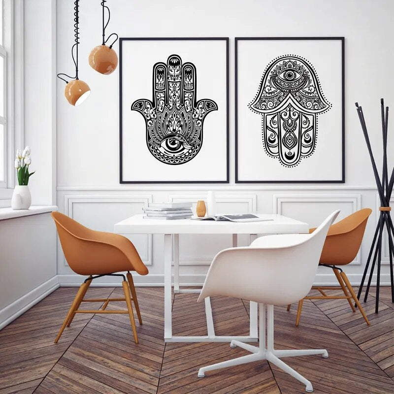 Hand Drawn Hamsa Hand of Fatima Canvas Print