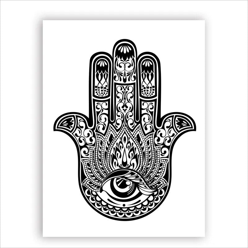 Hand Drawn Hamsa Hand of Fatima Canvas Print