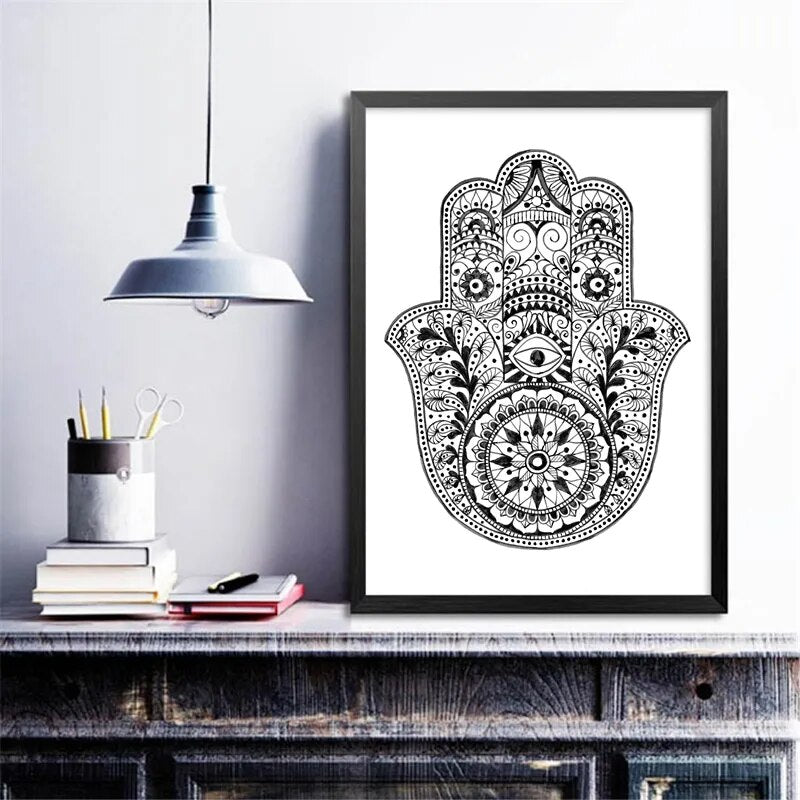 Hand Drawn Hamsa Hand of Fatima Canvas Print