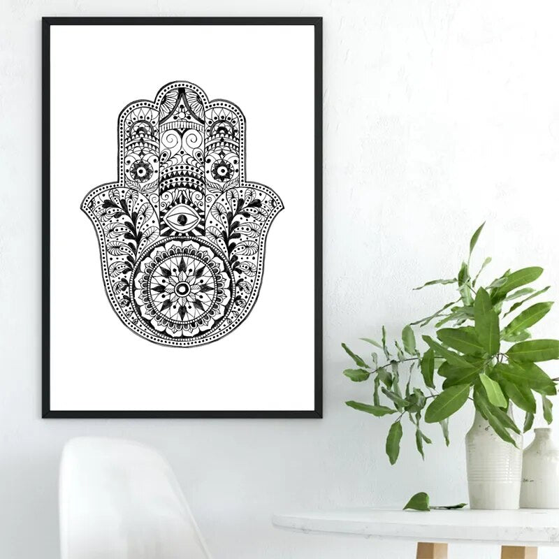 Hand Drawn Hamsa Hand of Fatima Canvas Print