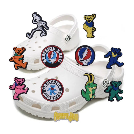 The Grateful Dead Cartoon Silicone Croc Charms - 11pcs