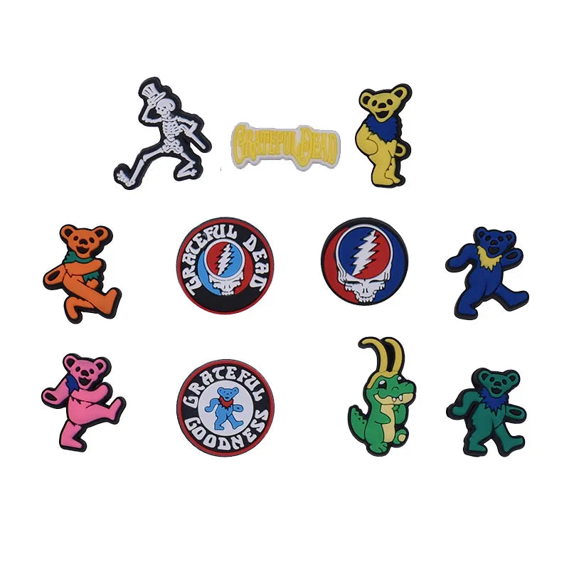 The Grateful Dead Cartoon Silicone Croc Charms - 11pcs