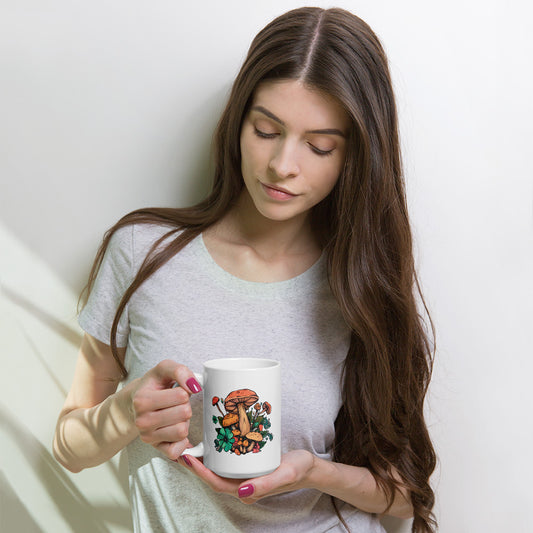 White glossy mug - Retro Mushroom Mug