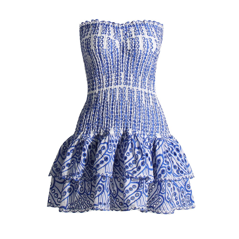 Women's Strapless Ruffled Mini Dress