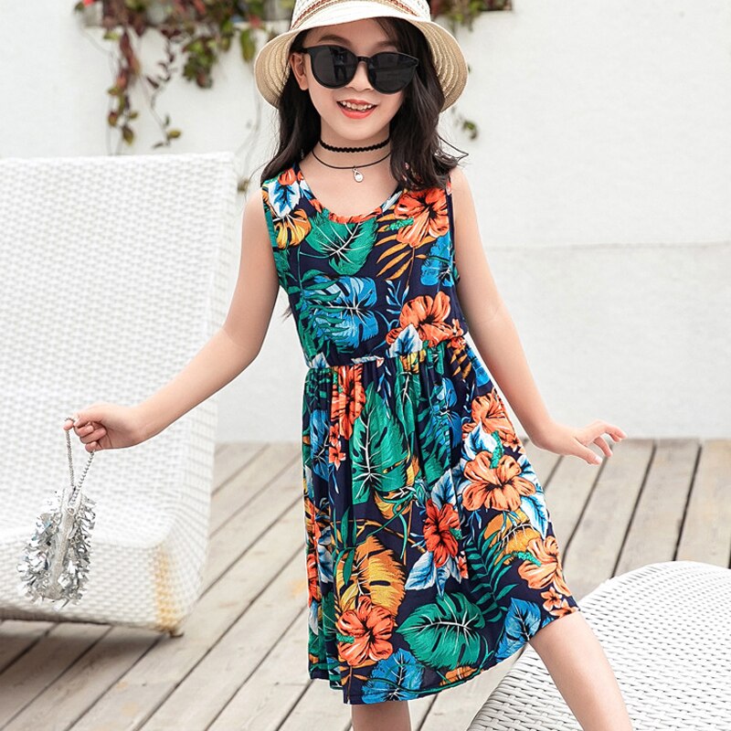 Flower Sleeveless Cotton Dress for Girls