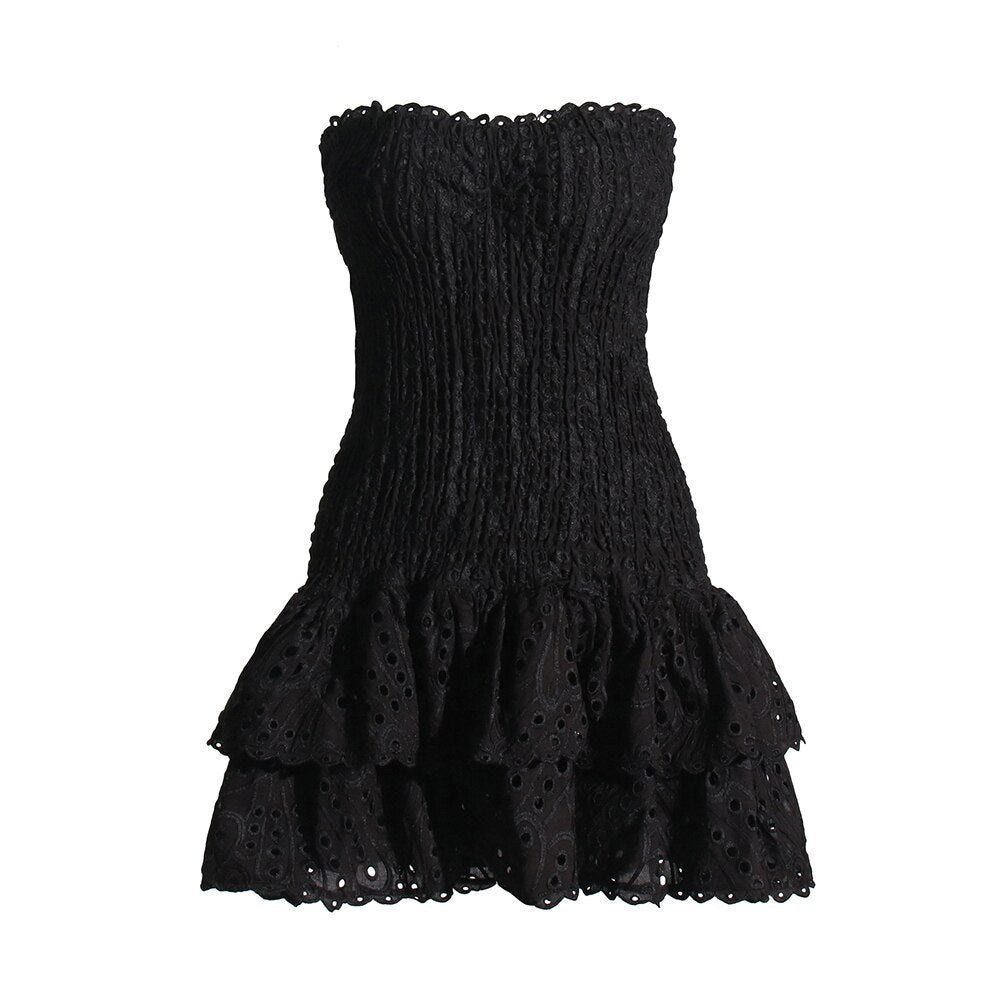 Women's Strapless Ruffled Mini Dress